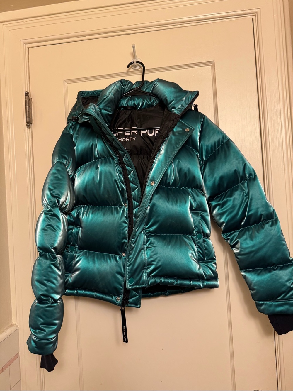 Aritzia Super Puff Shorty Liquid Shine Green